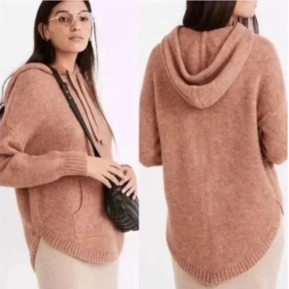 Madewell Wilmington Hoodie Sweater Earth Heather Red Wool Alpaca Blend